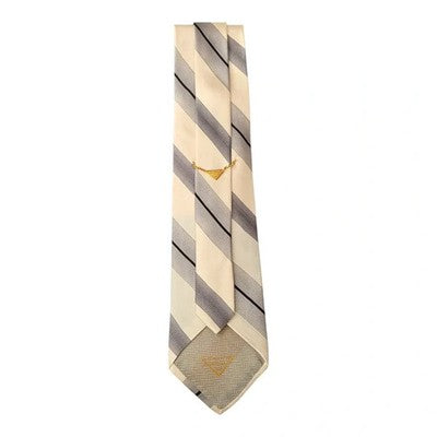 Vitaliano Pancaldi White Striped Silk Tie Mens Vintage Retro Wedding Formal Designer Classic