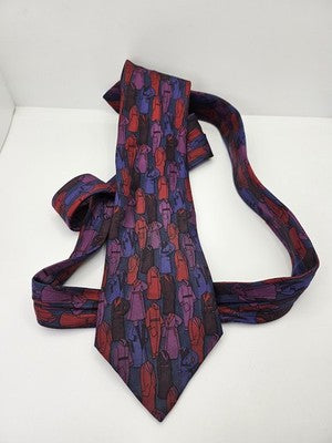 Aquascutum Silk Tie Mens Purple Red Abstract Figures Vtg Wedding Neck Tie Vintage Retro Formal