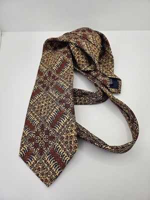 Liberty Silk Tie Mens Gold Red Blue Floral Paisley Vtg Wedding Neck Tie Vintage Retro Formal