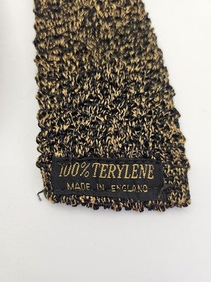 Skinny Knitted Black Tie Men Multicoloured Woven Square End Necktie Mod Mens Vintage Retro