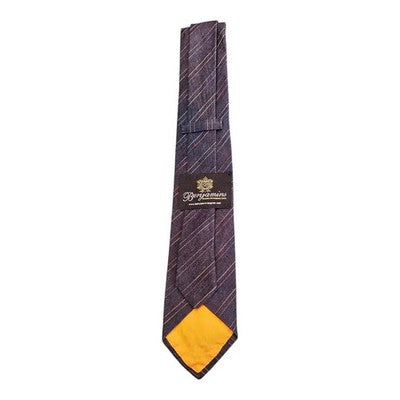 Benjamin's Denim Style Blue Tie with Rainbow Stripe Detail Mens Vintage Retro Wedding Formal