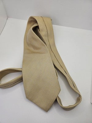 Thomas Pink Silk Tie Mens Yellow Blue Micro Check Geometric Wedding Neck Tie Vintage Retro