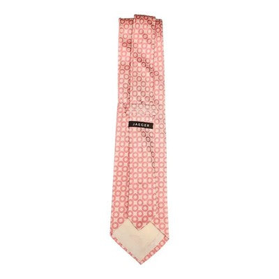 Jaeger Pale Pink Geometric Silk Tie Mens Vintage Retro Wedding Formal Designer Classic Necktie