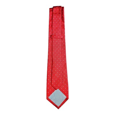 TM Lewin Red Silk Tie with Blue Fleck Pattern Mens Vintage Retro Wedding Formal Designer