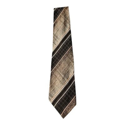 Andre Jacques Vintage Brown Striped Tie Mens Retro Wedding Formal Designer Classic Necktie