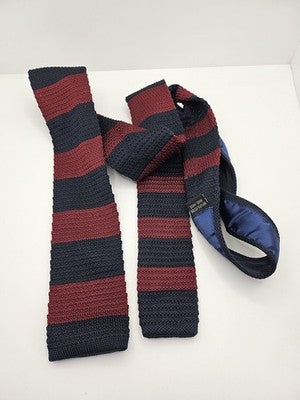 Joencole Homme Skinny Knitted Red Tie Men Striped Square End Necktie Mod Mens Vintage Retro