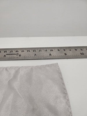 Silk Pocket Square Mens Silver Plain Vtg Wedding Handkerchief Hankie Formal Suit Vintage