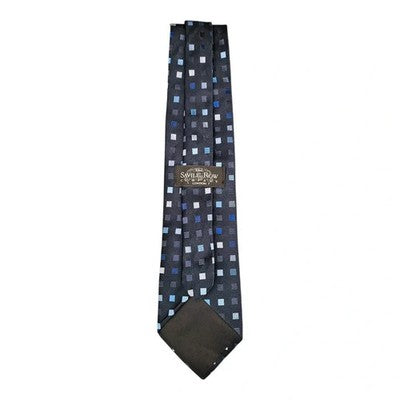 The Savile Row Company Navy Blue Silk Tie Mens Vintage Retro Wedding Formal Designer Classic