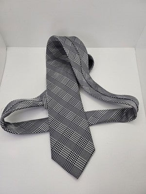 Charles Tyrwhitt Silk Tie Mens Navy White Houndstooth Check Wedding Neck Tie Vintage Retro