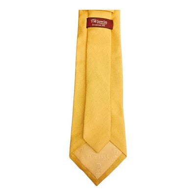 TM Lewin Solid Yellow Golden Silk Tie Mens Vintage Retro Wedding Formal Designer Classic