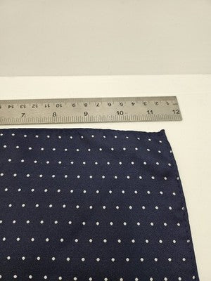 Burton Pocket Square Mens Navy Blue Polka Dot Vtg Wedding Handkerchief Silk Formal Suit Vintage