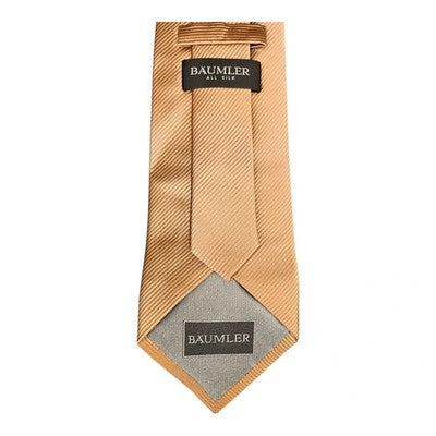 Baumler Gold Silk Tie Mens Vintage Retro Wedding Formal Designer Classic Necktie Business