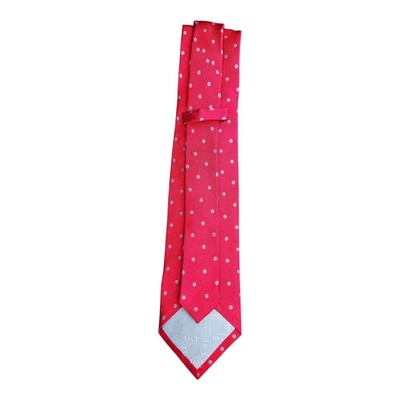 TM Lewin Red and Blue Silk Tie with Coffee Bean Style Motif Mens Vintage Retro Wedding Formal