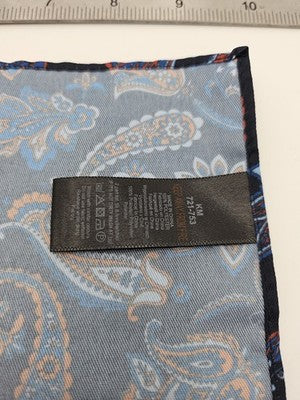 Mens Pocket Square KM Navy Vtg Retro Wedding Pre-Loved Vintage Poly 8''-10'' Silk Handkerchief