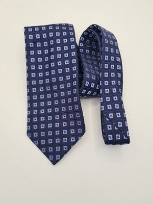 Charles Tyrwhitt Blue Square Geometric Silk Tie | Designer Mens Tie UK BX2 Vintage Retro