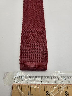 Michaelis Skinny Knitted Red Tie Men Plain Woven Square End Necktie Mod Mens Vintage Retro