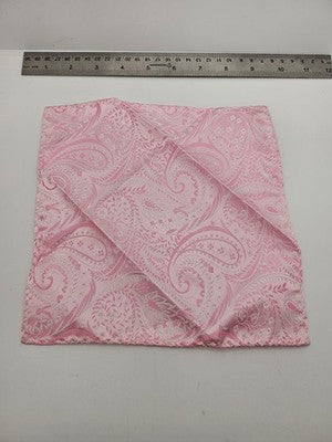 Mens Pocket Square Pink Vtg Retro Wedding Pre-Loved Vintage Poly 8''-10'' Silk Handkerchief