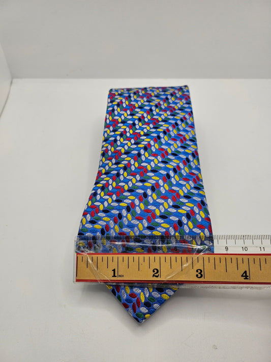 Charles Tyrwhitt Silk Tie Mens Red Blue Geometric Medallion Wedding Necktie BX23