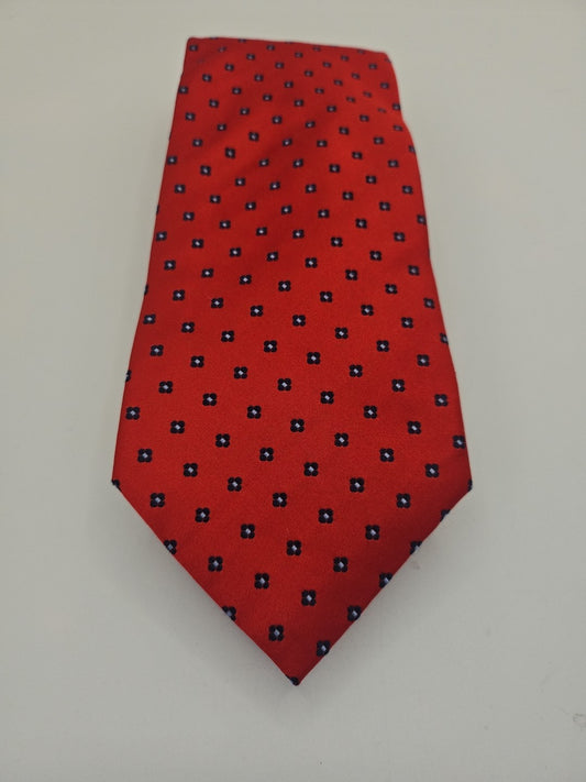T.M Lewin Red Geometric Mens Silk Tie Wedding Formal Neck Tie BX2