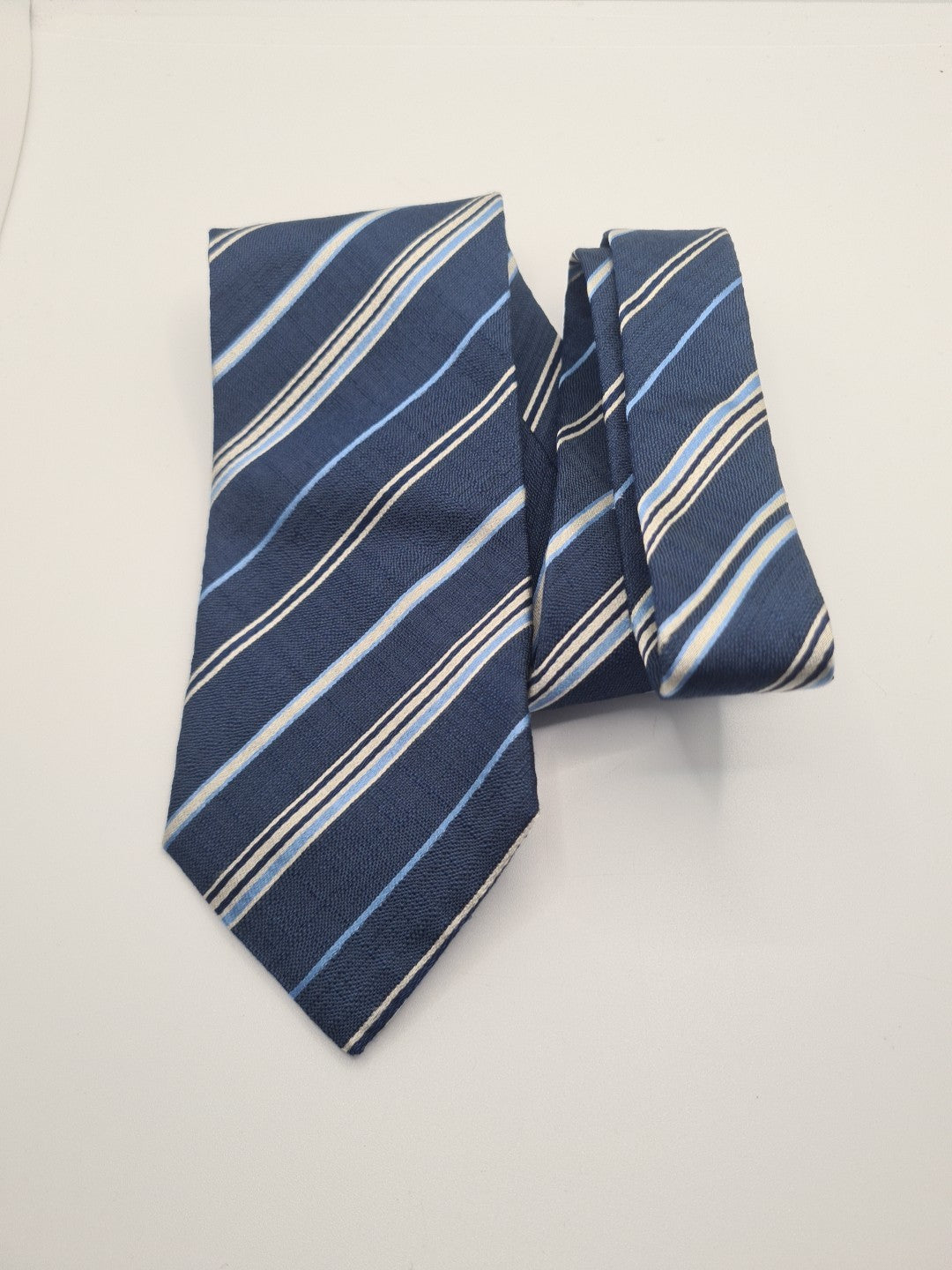 Hugo Boss Blue Stripe Mens Silk Tie Classic Designer Necktie Formal Striped Vintage Mens Tie UK BX8