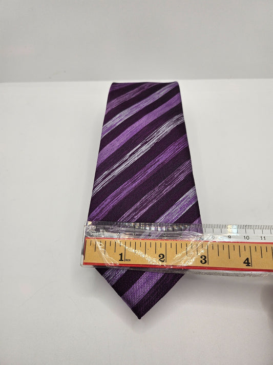 Ted Baker Knotted Silk Tie Men Purple Textured Stripe Vintage Retro Necktie BX25