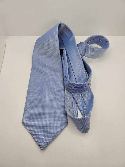 Aquascutum Mens Silk Tie Blue Textured Fabric Vintage Retro Wedding Neck Tie R1