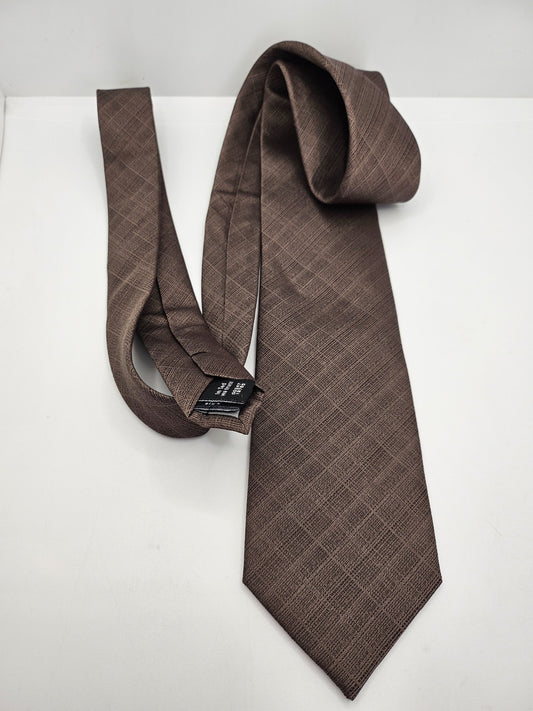 Ted Baker Mens Silk Tie Brown plaid Tartan Woven Vtg Retro Wedding Neck Tie R1