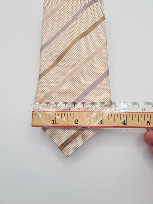 Pockets Beige Stripe Mens Silk Tie Classic Designer Necktie Striped Vintage Mens Tie UK BX13