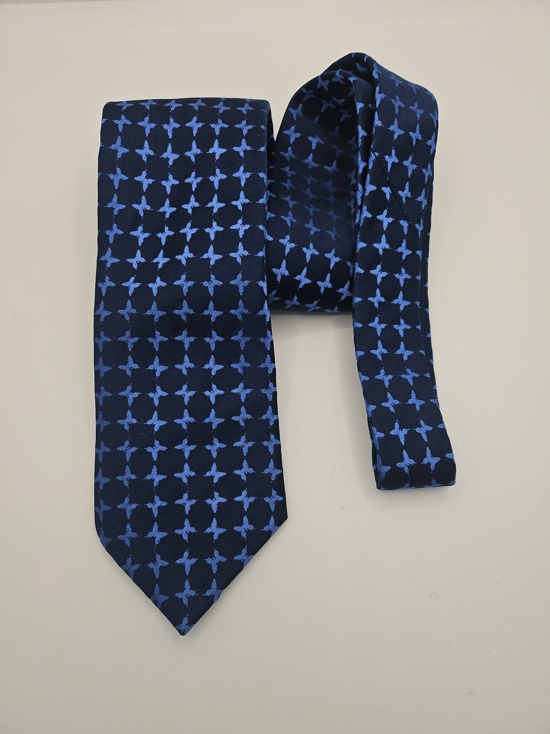 M & S Blue Cross Pattern Mens Silk Tie Wedding Formal Neck Tie BX15