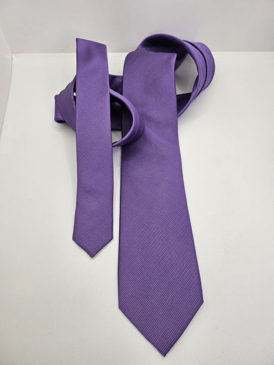 Van Buck Mens Silk Tie Purple Woven Plain Vtg Retro Wedding Neck Tie R1