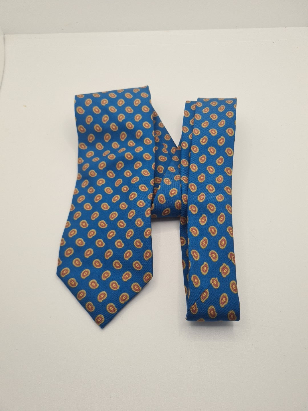 Vintage Italian Blue Pattern Mens Silk Tie Classic Designer Necktie Formal Vintage Mens Tie UK BX6