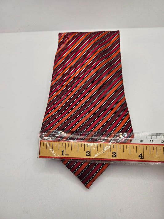 Savile Row Silk Tie Mens Red Orange Striped Business Wedding Retro Neck Tie BX23