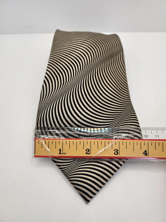 Vintage Mens Silk Tie Burton White Black Striped Business Wedding Neck Tie BX25 Retro Formal