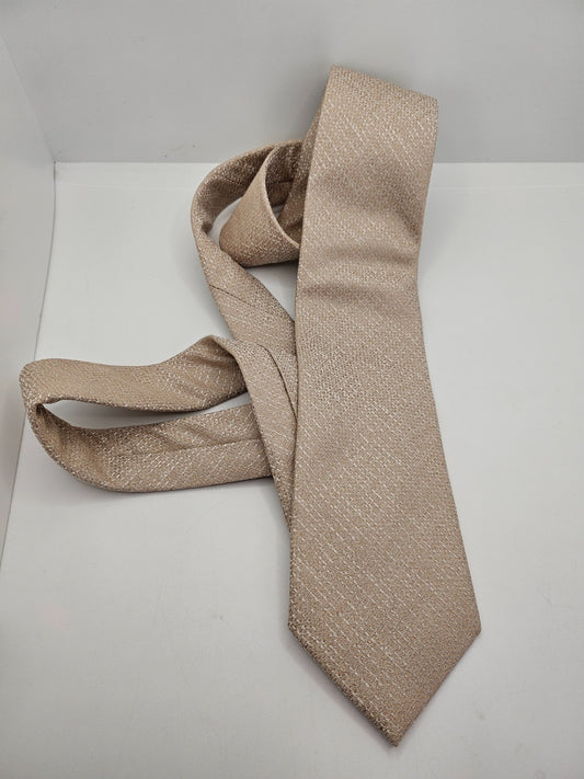 Charles Tyrwhitt Mens Silk Tie Beige Woven Style Vtg Retro Wedding Neck Tie R1 Vintage Formal