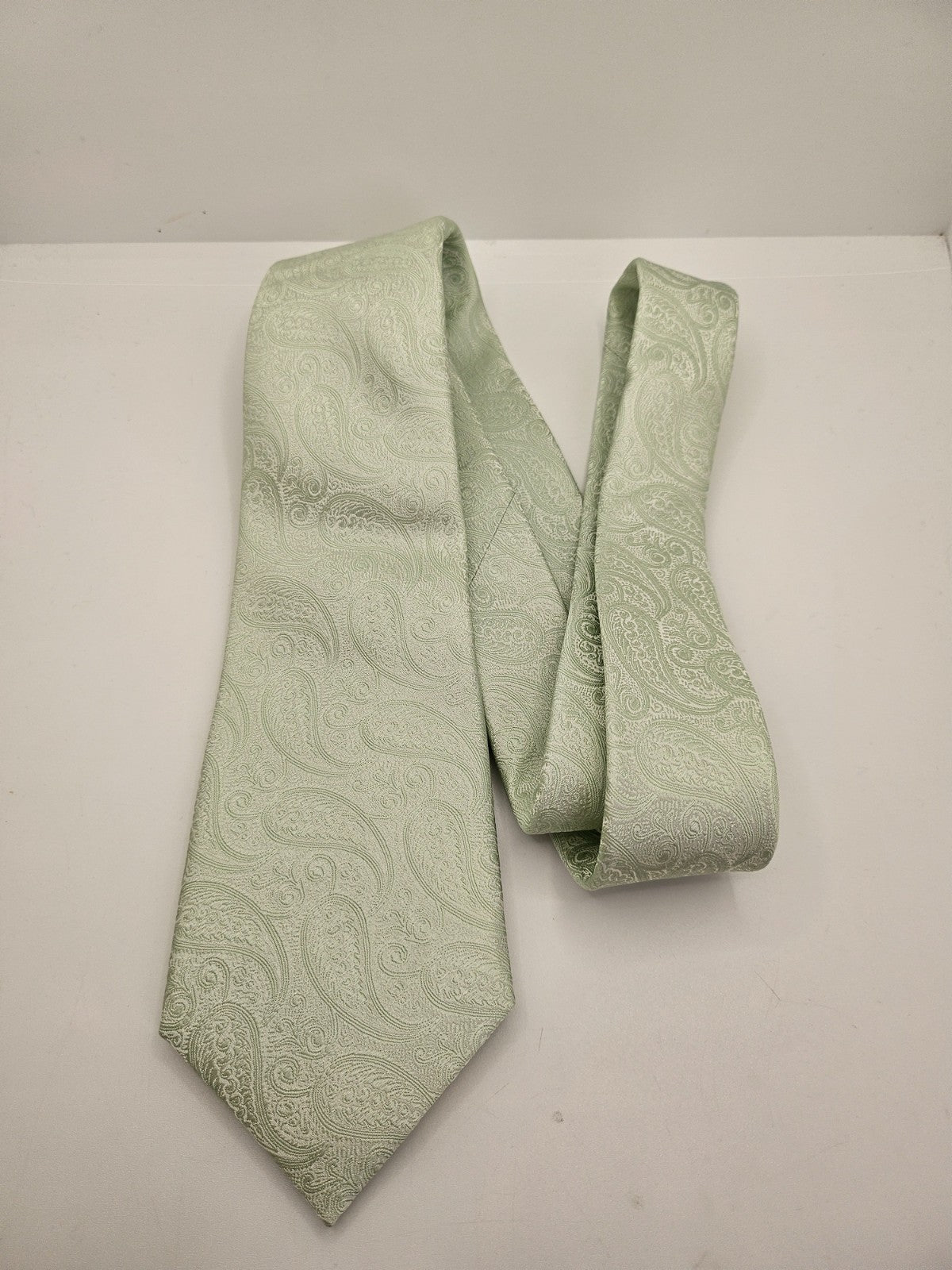 Hawes and Curtis Silk Tie Men Mint Green Sage Paisley Jacquard Wedding Necktie BX1 Mens Vintage