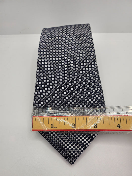 Marks & Spencer Silk Tie Mens Navy White Textured Business Vintage Neck Tie BX12