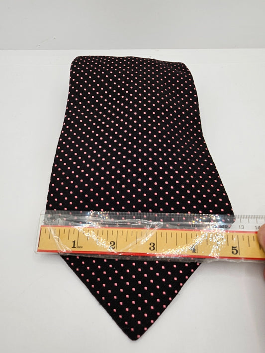 Turnbull & Asser Silk Tie Mens Black Pink Polka Dot Designer Retro Neck Tie BX26