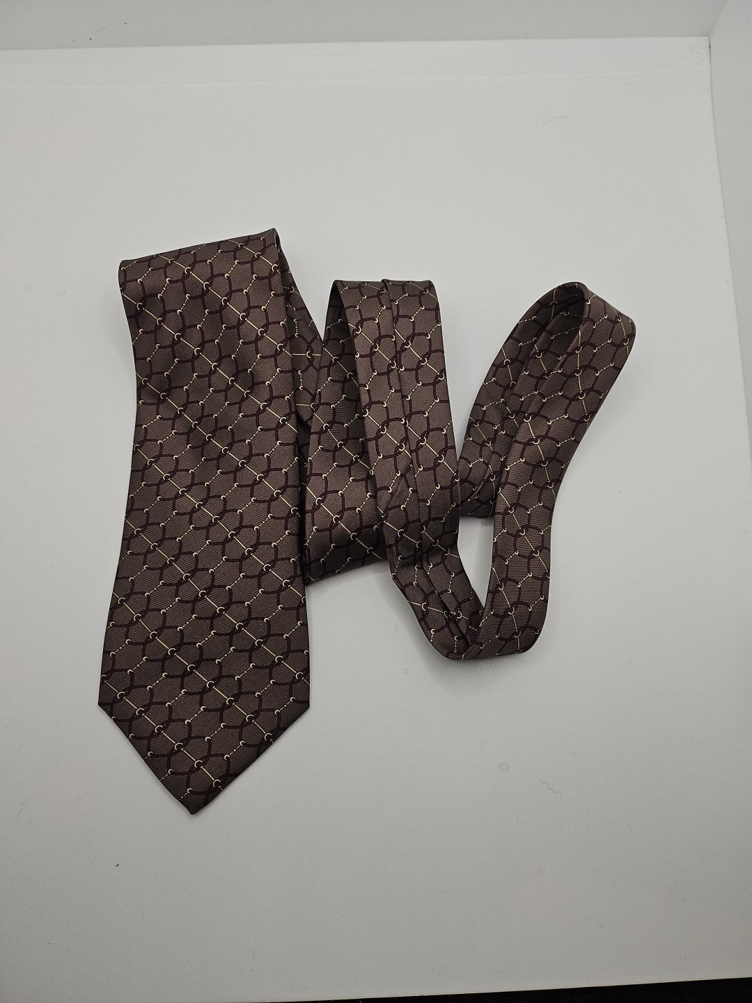 Vintage Brown Chain pattern Mens Silk Tie Wedding Formal Neck Tie BX15