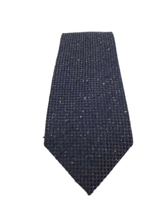 Charles Tyrwhitt Silk Tie Mens Dark Grey Navy Blue Textured Pattern Necktie BX11
