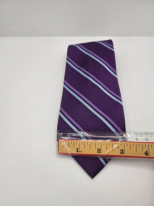 Brooks Brothers Silk Tie Mens Purple Striped Designer Vtg Wedding Neck Tie BX15