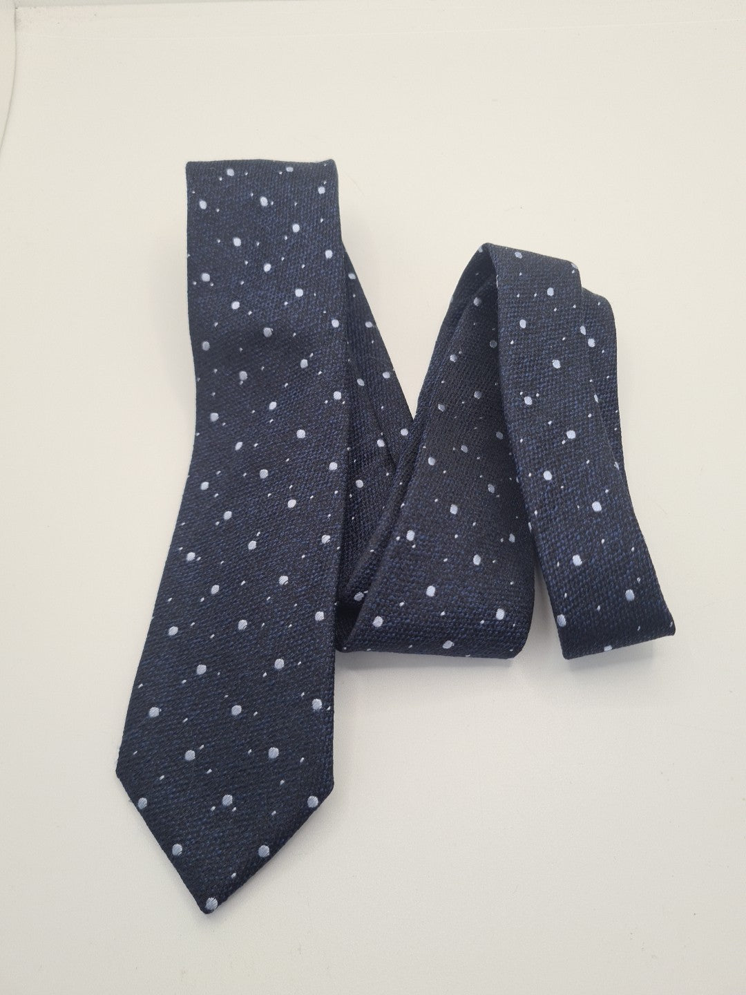 Hugo Boss Blue Spotty Thin Mens Silk Tie Classic Designer Necktie Formal Spotted Vintage Mens Tie UK BX3