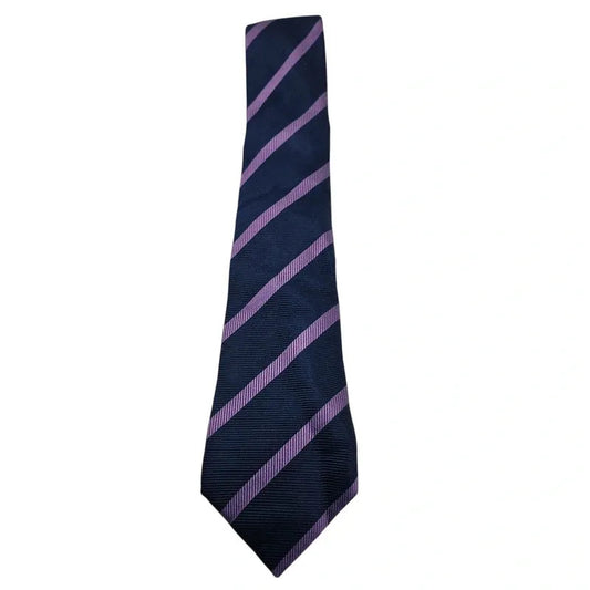 TM Lewin Men's Deep Purple Striped Contrast Silk Wedding formal Neck tie