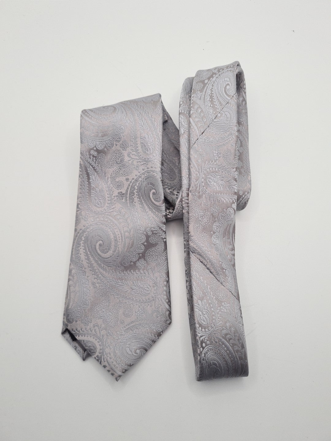 Moss Silver Paisley Jacquard Mens Silk Tie Classic Designer Necktie Paisley Vintage Mens Tie UK BX11