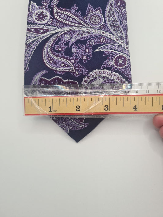 Hawes & Curtis Purple Paisley Mens Silk Tie Classic Designer Necktie Formal Paisley Vintage Mens Tie UK BX6