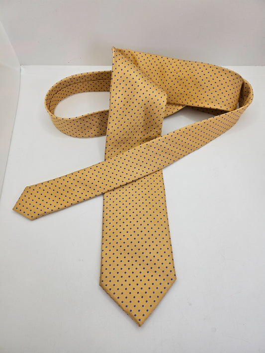 Van Buck Mens Silk Tie Yellow Spotted Pattern Vtg Retro Wedding Neck Tie R9