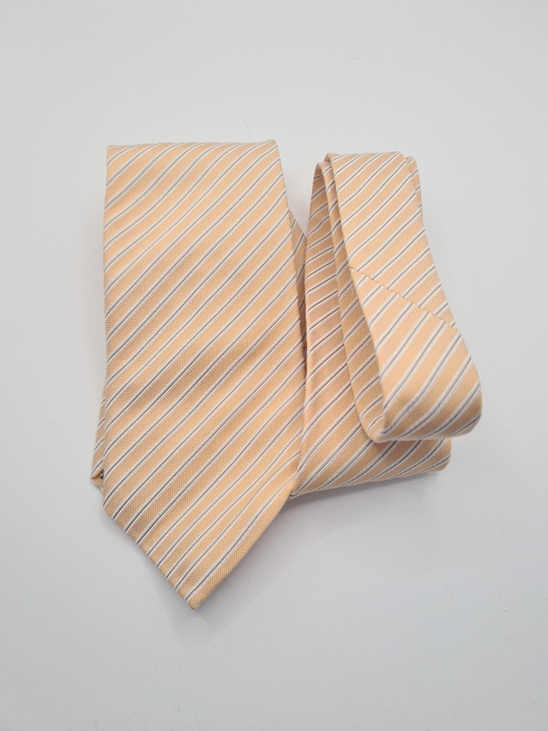 Van Laack Yellow/Sliver stripe Mens Silk Tie Classic Designer Necktie Formal Striped Vintage Mens Tie UK BX9