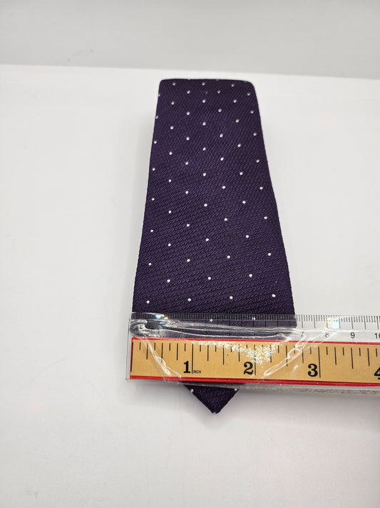 John Franzcomb Silk Tie Mens Purple Polka Dot Wedding Designer Vtg Neck Tie BX23