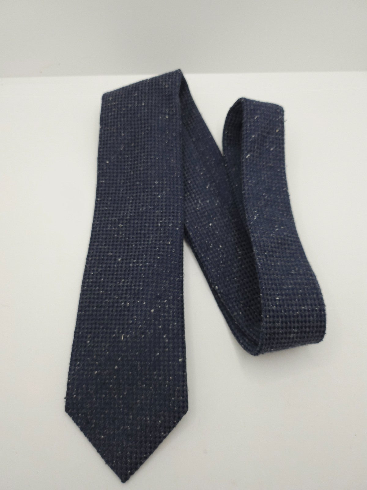 Charles Tyrwhitt Silk Tie Mens Dark Grey Navy Blue Textured Pattern Necktie BX11