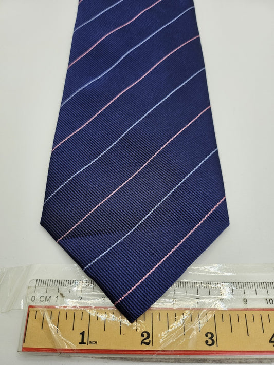 T.M.Lewin Navy Blue Striped Silk Tie