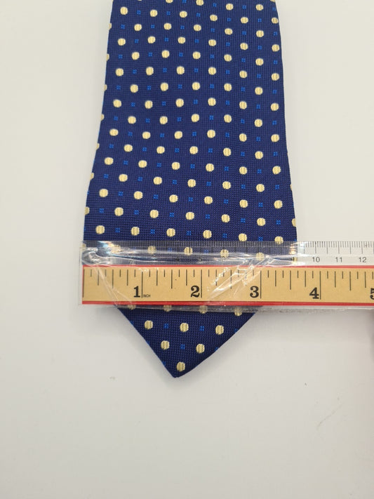 Vintage Wide Blue Yellow Spotted Mens Silk Tie Classic Designer Necktie Spotted Vintage Mens Tie UK BX6